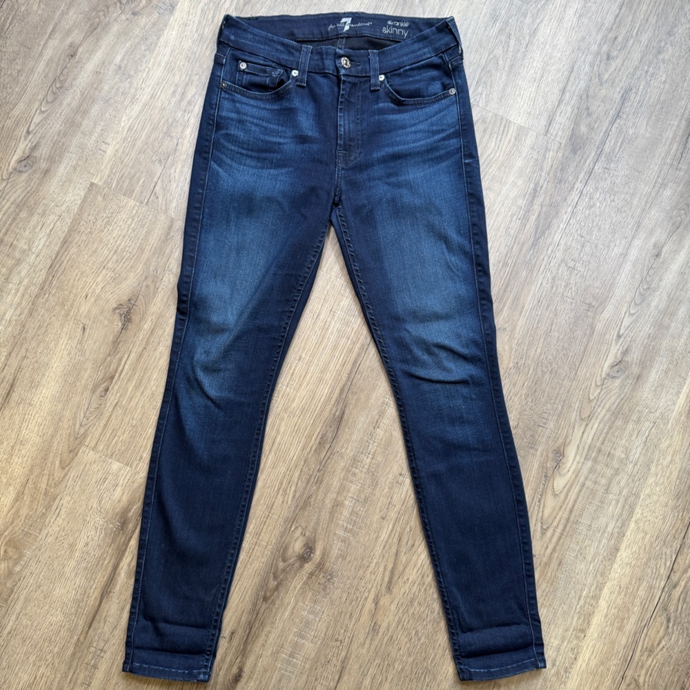 7 For All Mankind The Skinny Ankle Dark Wash Jeans - Size 27